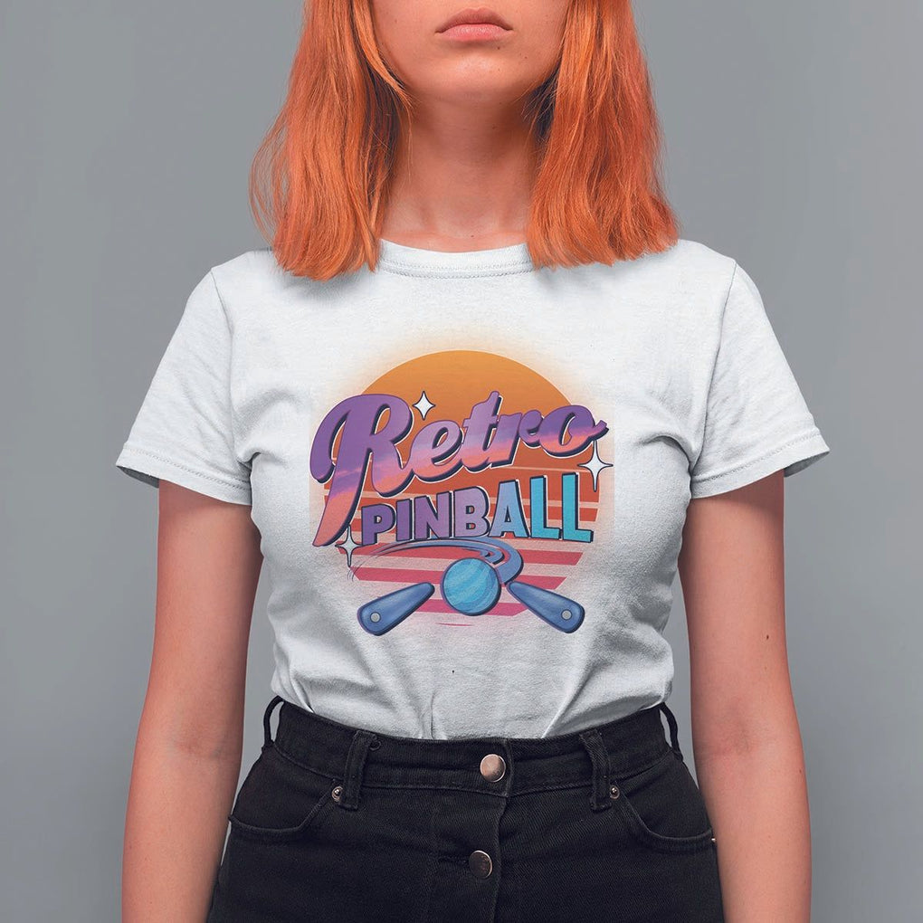 Retro Pinball T Shirt For Women Machine Vintage Arcade Flippers Game TS11 White Print Your Wear