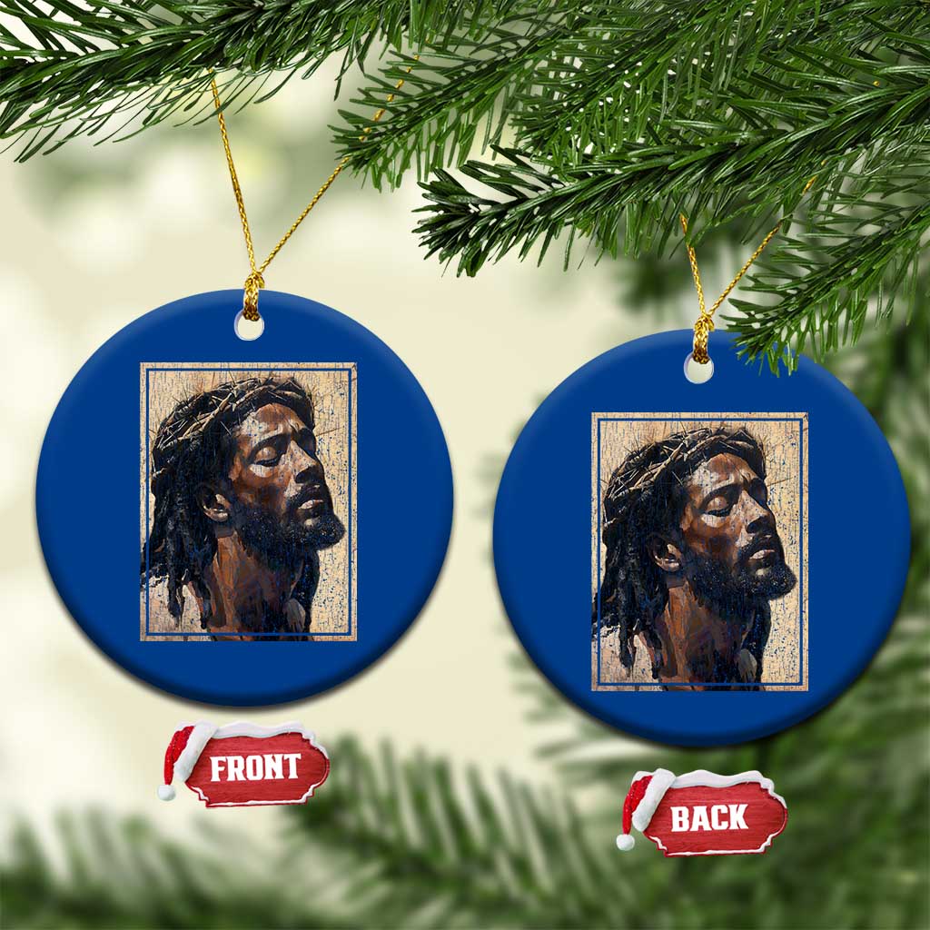 Religious Black Jesus With Crown Of Thorns Ceramic Ornament TS11 1pc Blue Print Your Wear