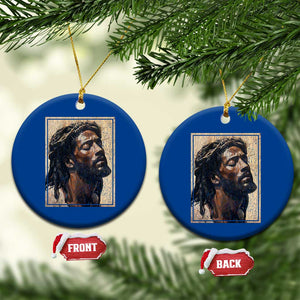 Religious Black Jesus With Crown Of Thorns Ceramic Ornament TS11 1pc Blue Print Your Wear