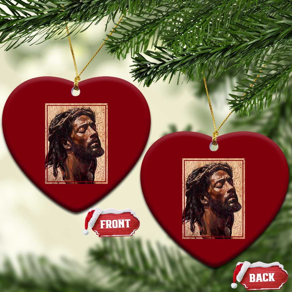 Religious Black Jesus With Crown Of Thorns Ceramic Ornament TS11 Print Your Wear