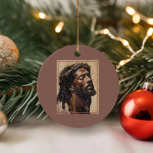Religious Black Jesus With Crown Of Thorns Ceramic Ornament TS11 1pc Mocha Print Your Wear