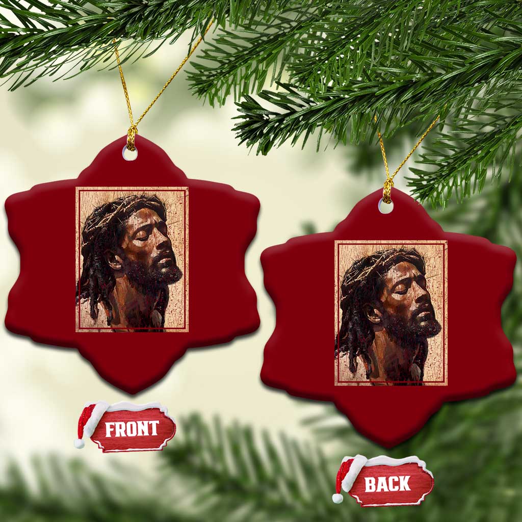 Religious Black Jesus With Crown Of Thorns Ceramic Ornament TS11 Print Your Wear