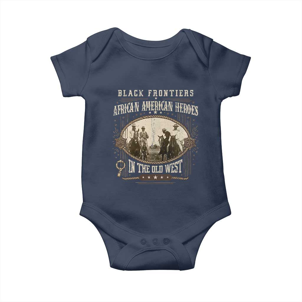 African American Cowboy Baby Onesie Black Frontiers African American Heroes In The Old West TS11 Navy Print Your Wear