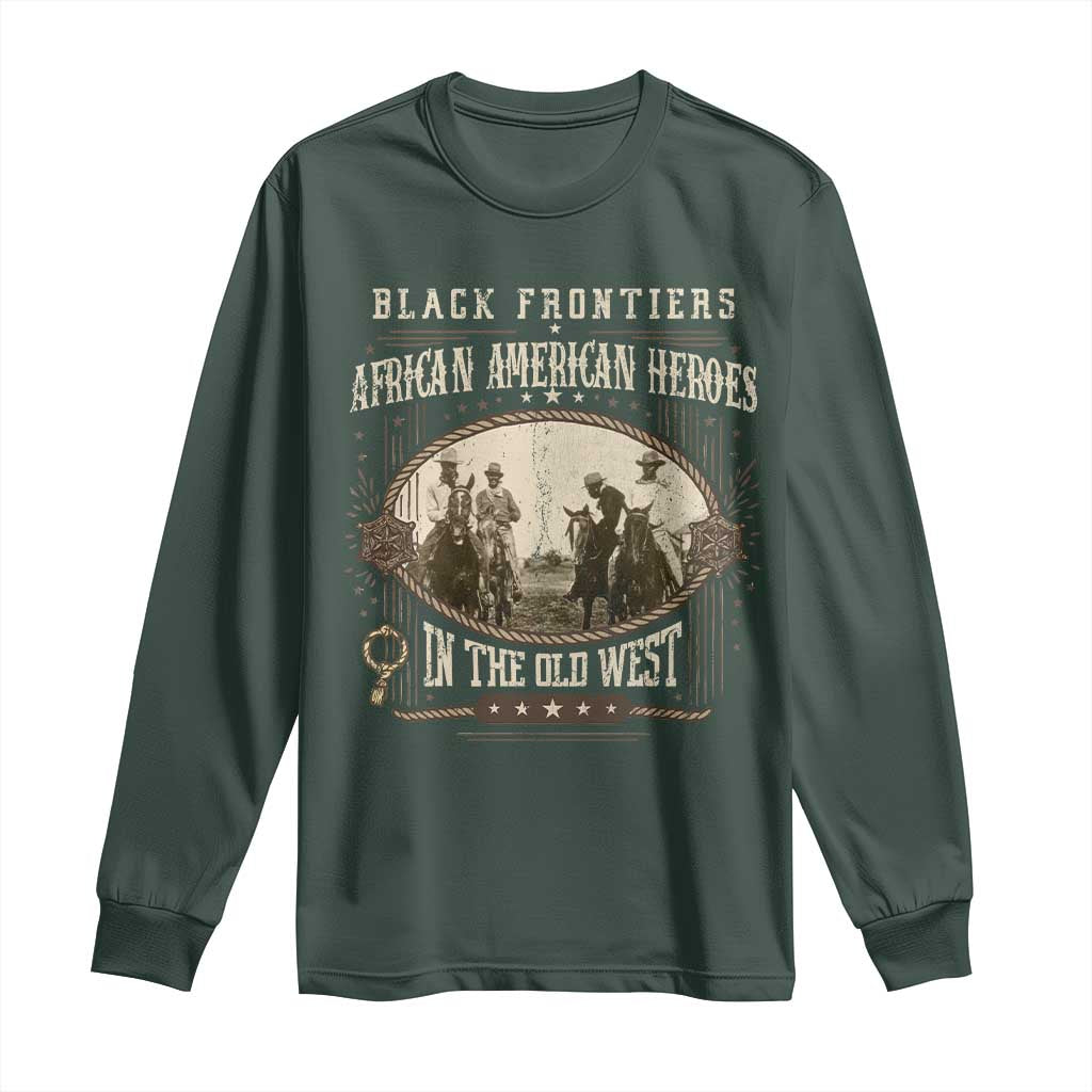 African American Cowboy Long Sleeve Shirt Black Frontiers African American Heroes In The Old West TS11 Dark Forest Green Print Your Wear