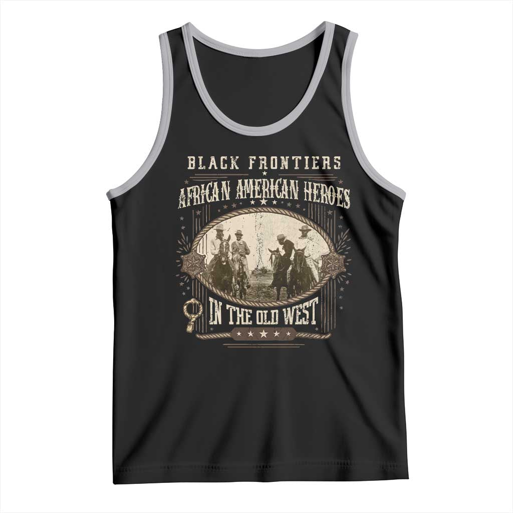 African American Cowboy Tank Top Black Frontiers African American Heroes In The Old West TS11 Black Athletic Heather Print Your Wear