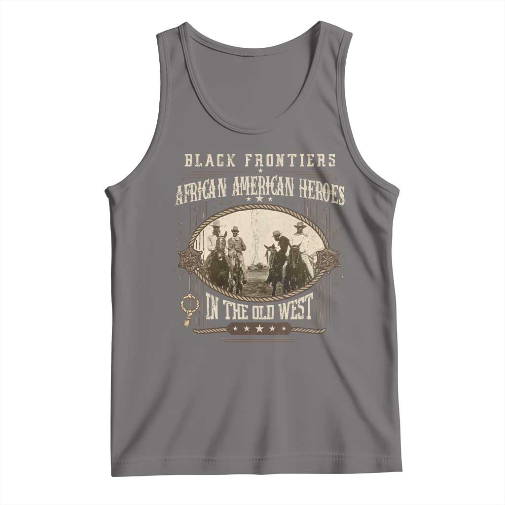 African American Cowboy Tank Top Black Frontiers African American Heroes In The Old West TS11 Deep Heather Print Your Wear