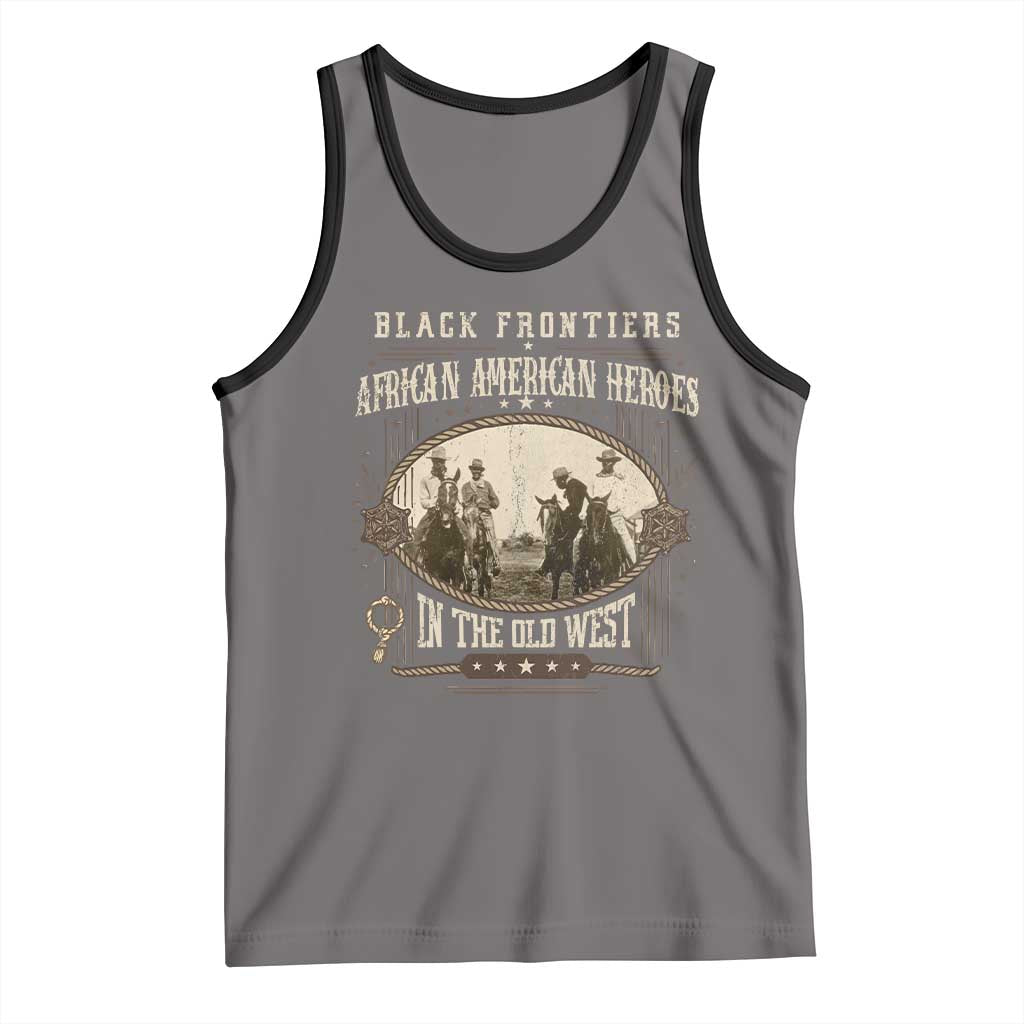 African American Cowboy Tank Top Black Frontiers African American Heroes In The Old West TS11 Deep Heather Black Print Your Wear