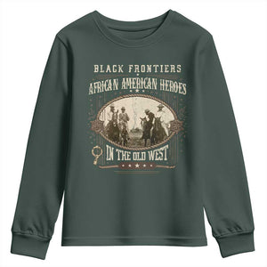 African American Cowboy Youth Sweatshirt Black Frontiers African American Heroes In The Old West TS11 Dark Forest Green Print Your Wear