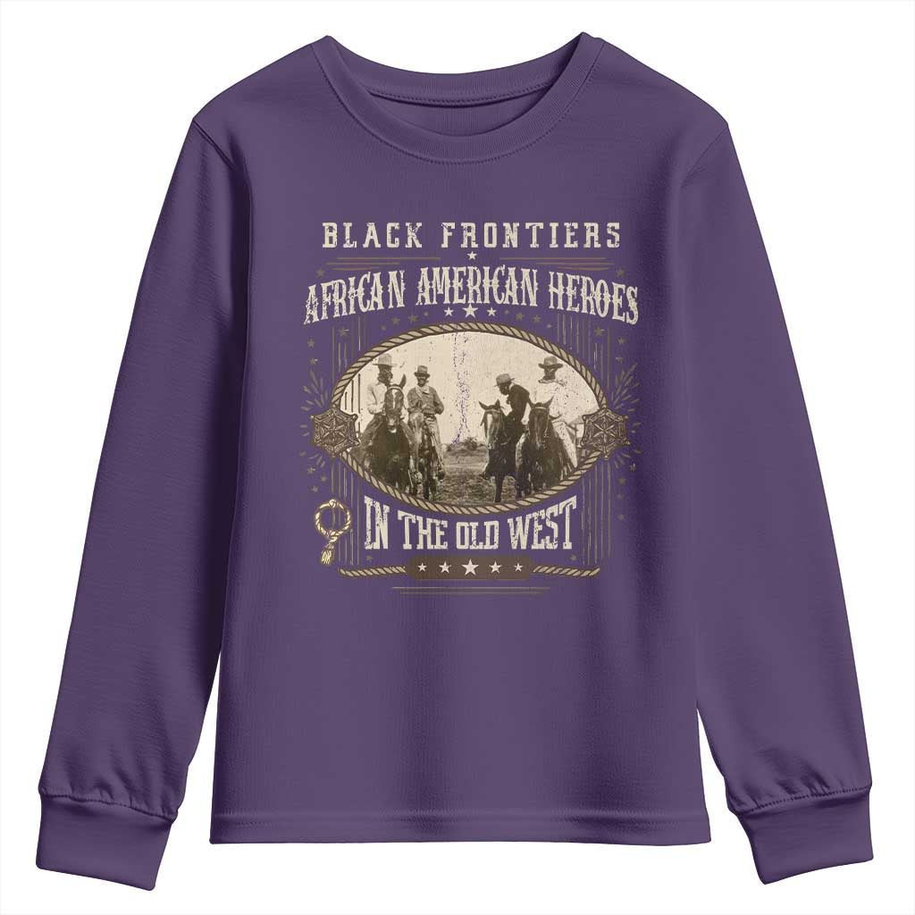 African American Cowboy Youth Sweatshirt Black Frontiers African American Heroes In The Old West TS11 Purple Print Your Wear