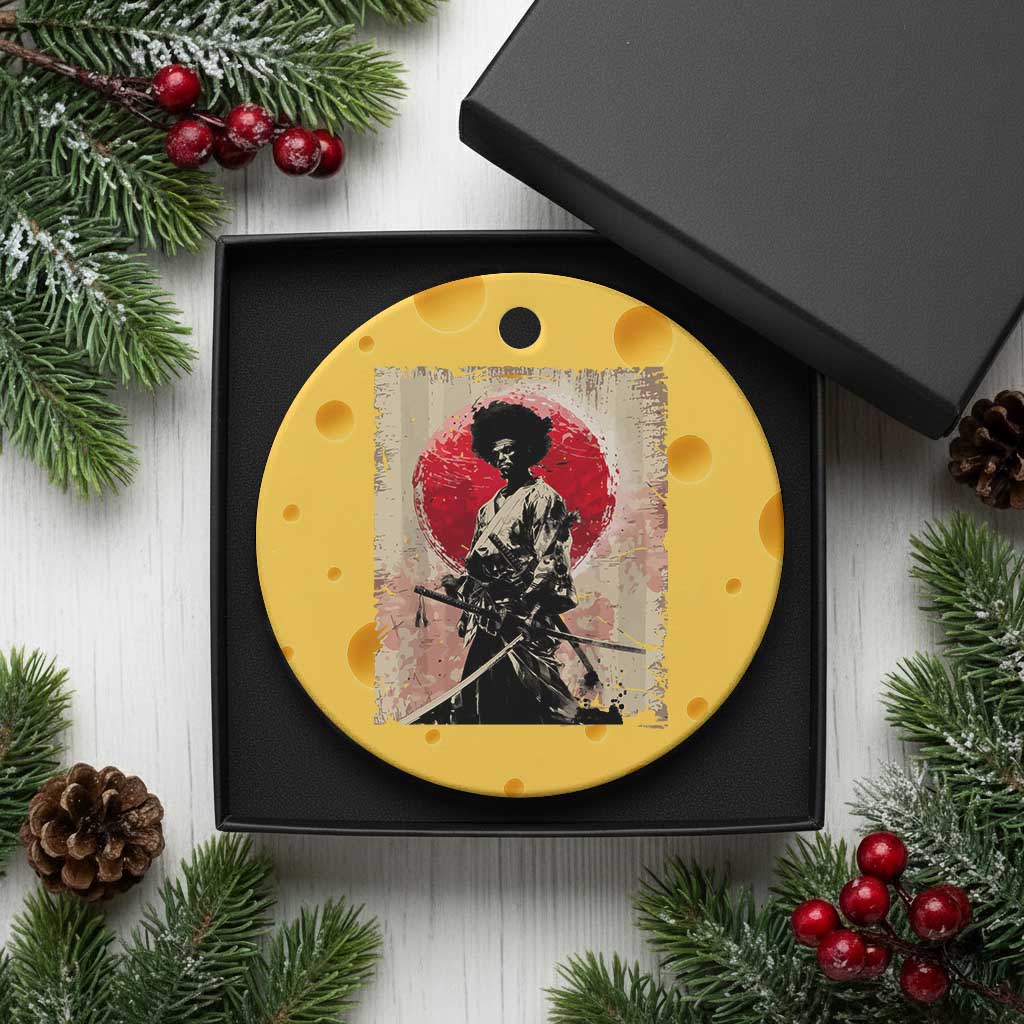 Funny African America Samurai Ceramic Ornament Japanese Art Black Warrior Fighter TS11 1pc Yellow Cheese Print Your Wear