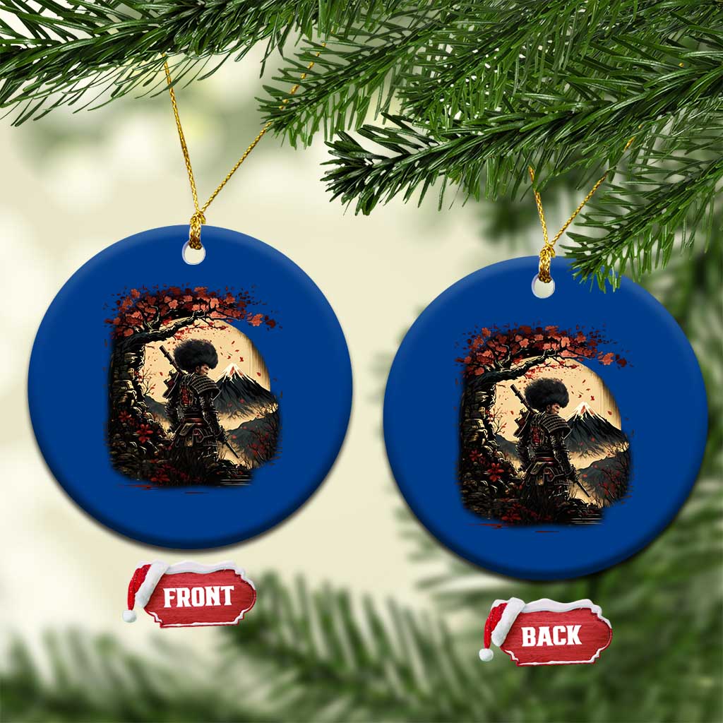 Funny African American Samurai Ceramic Ornament Japanese Art Black Warrior Sakura TS11 1pc Blue Print Your Wear