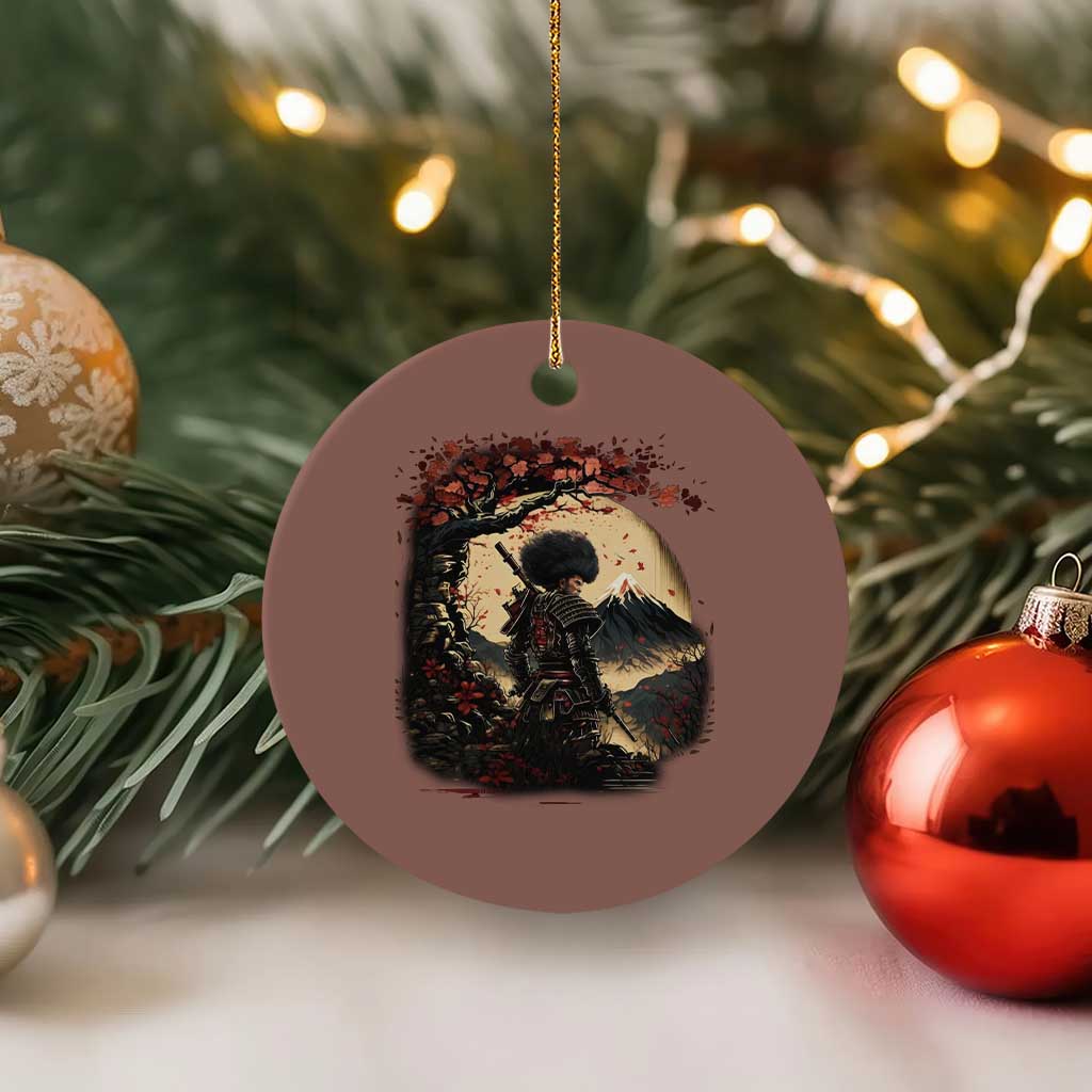 Funny African American Samurai Ceramic Ornament Japanese Art Black Warrior Sakura TS11 1pc Mocha Print Your Wear