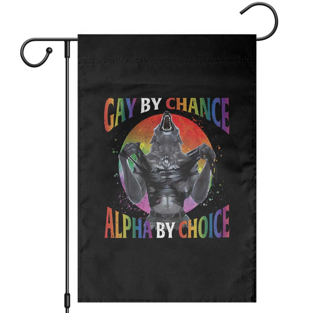 Funny Gay By Chance Alpha By Choice Garden Flag Wolf Alpha LGBTQ TS11 Black Print Your Wear