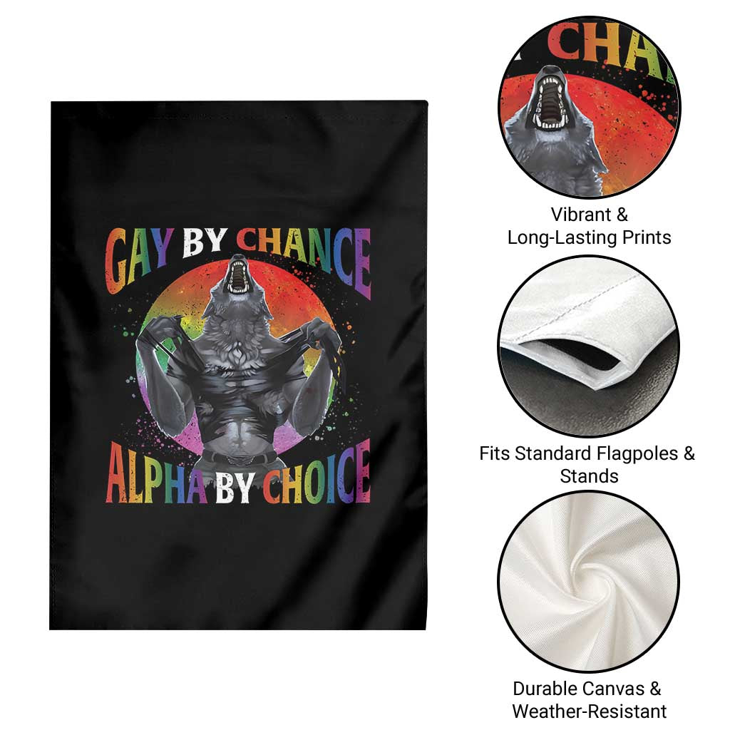 Funny Gay By Chance Alpha By Choice Garden Flag Wolf Alpha LGBTQ TS11 Print Your Wear