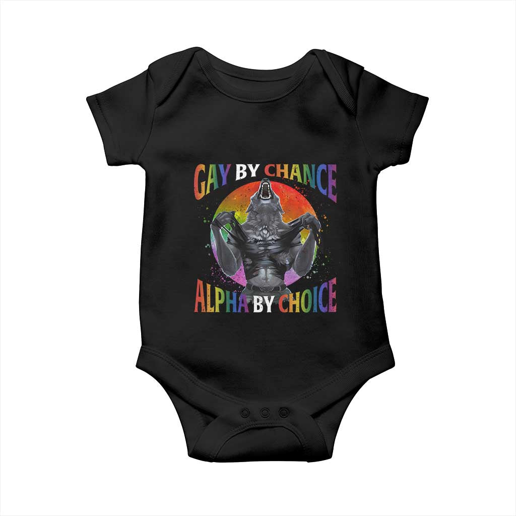 Funny Gay By Chance Alpha By Choice Baby Onesie Wolf Alpha LGBTQ TS11 Black Print Your Wear