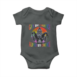 Funny Gay By Chance Alpha By Choice Baby Onesie Wolf Alpha LGBTQ TS11 Dark Heather Print Your Wear