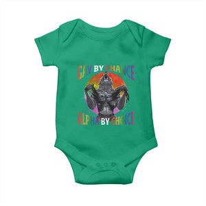 Funny Gay By Chance Alpha By Choice Baby Onesie Wolf Alpha LGBTQ TS11 Irish Green Print Your Wear