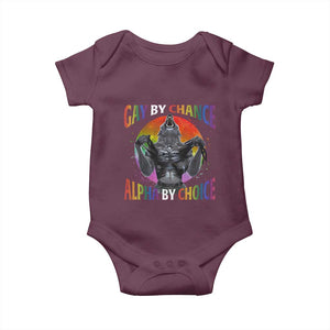 Funny Gay By Chance Alpha By Choice Baby Onesie Wolf Alpha LGBTQ TS11 Maroon Print Your Wear