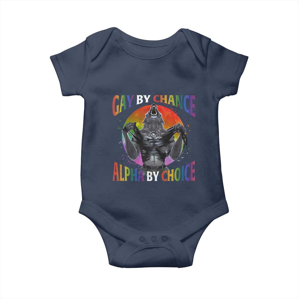 Funny Gay By Chance Alpha By Choice Baby Onesie Wolf Alpha LGBTQ TS11 Navy Print Your Wear