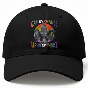 Funny Gay By Chance Alpha By Choice Baseball Cap Wolf Alpha LGBTQ TS11 Print Your Wear