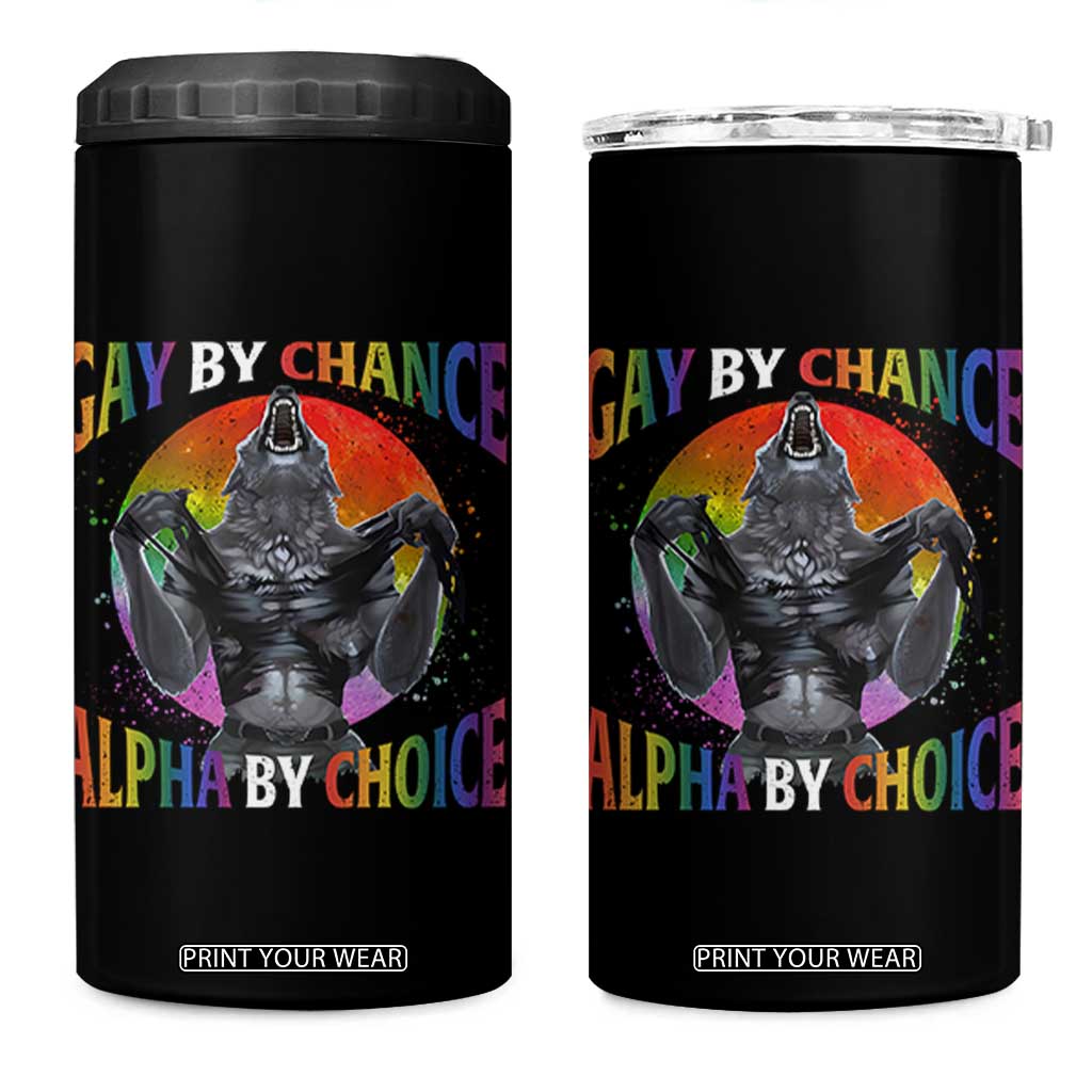 Funny Gay By Chance Alpha By Choice 4 in 1 Can Cooler Tumbler Wolf Alpha LGBTQ TS11 One Size: 16 oz Black Print Your Wear