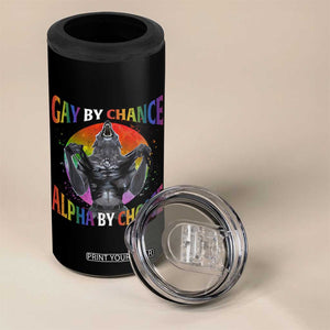Funny Gay By Chance Alpha By Choice 4 in 1 Can Cooler Tumbler Wolf Alpha LGBTQ TS11 Print Your Wear