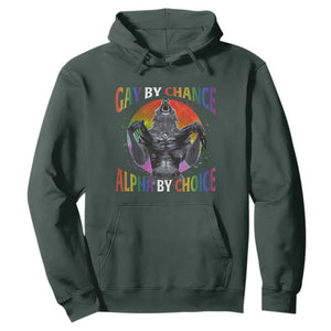 Funny Gay By Chance Alpha By Choice Hoodie Wolf Alpha LGBTQ TS11 Dark Forest Green Print Your Wear