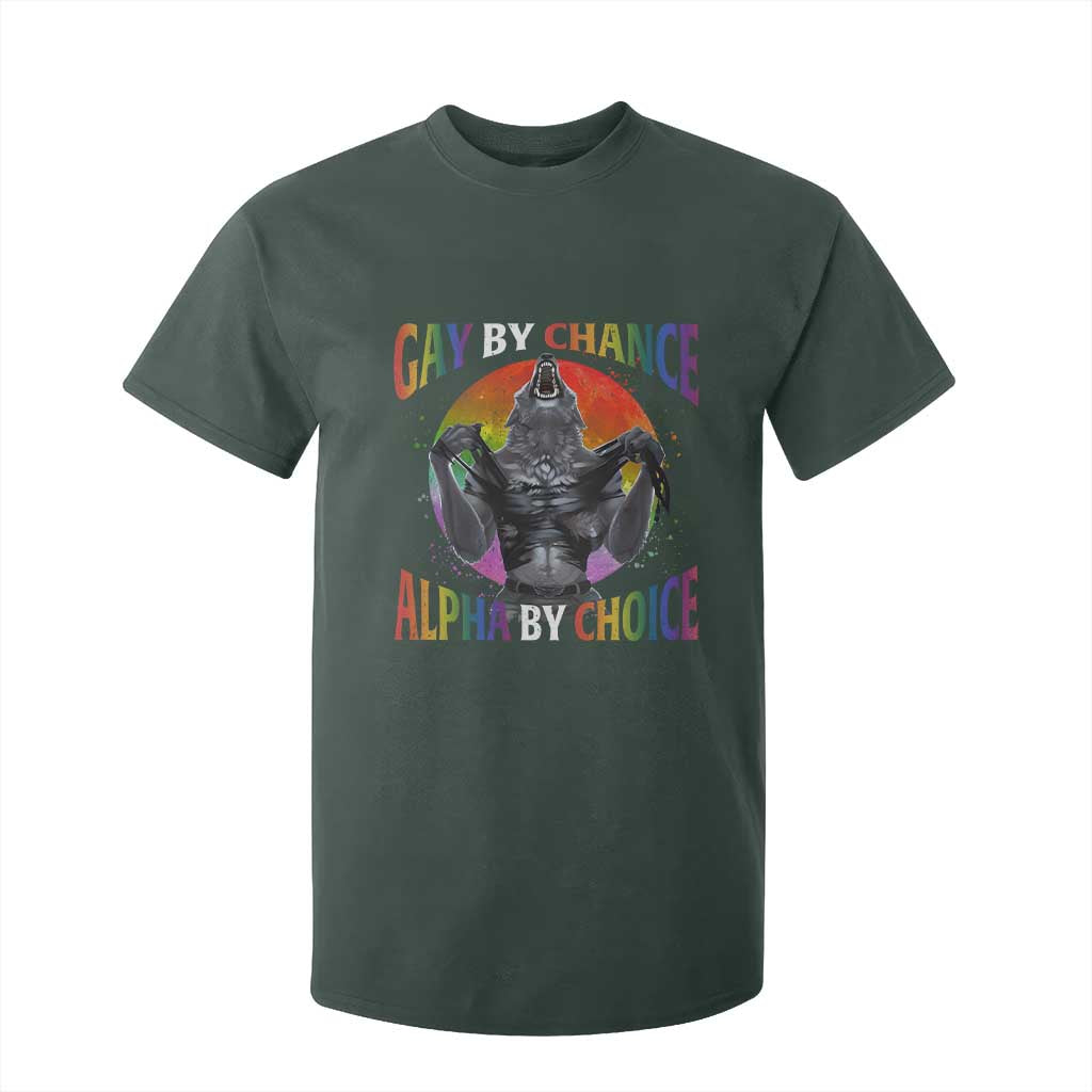 Funny Gay By Chance Alpha By Choice T Shirt For Kid Wolf Alpha LGBTQ TS11 Dark Forest Green Print Your Wear