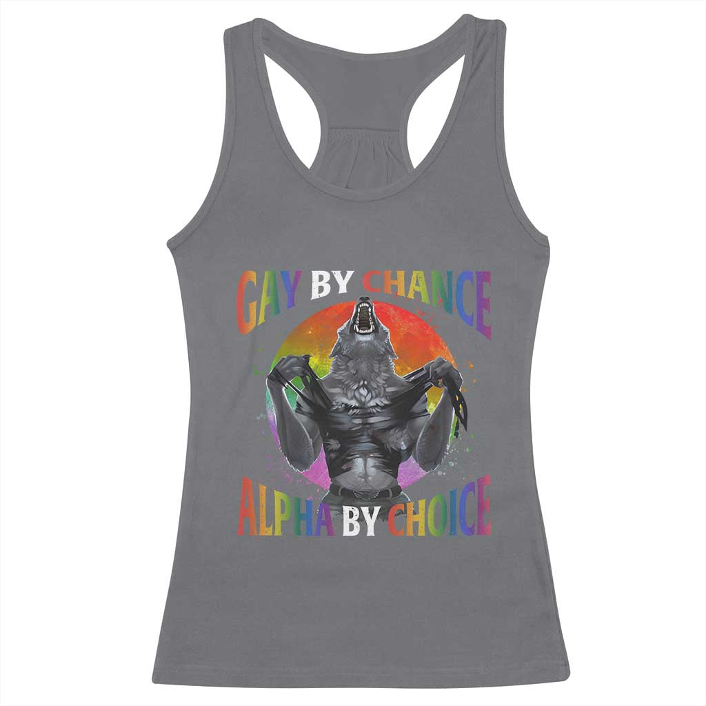 Funny Gay By Chance Alpha By Choice Racerback Tank Top Wolf Alpha LGBTQ TS11 Charcoal Print Your Wear