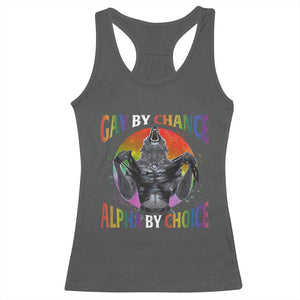 Funny Gay By Chance Alpha By Choice Racerback Tank Top Wolf Alpha LGBTQ TS11 Dark Heather Print Your Wear