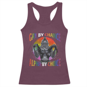 Funny Gay By Chance Alpha By Choice Racerback Tank Top Wolf Alpha LGBTQ TS11 Maroon Print Your Wear