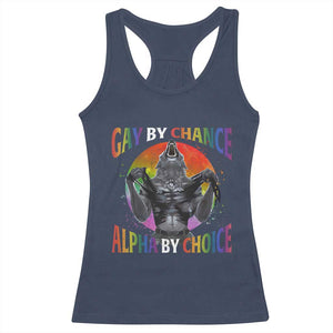 Funny Gay By Chance Alpha By Choice Racerback Tank Top Wolf Alpha LGBTQ TS11 Navy Print Your Wear