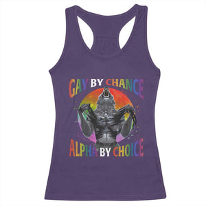 Funny Gay By Chance Alpha By Choice Racerback Tank Top Wolf Alpha LGBTQ TS11 Purple Print Your Wear