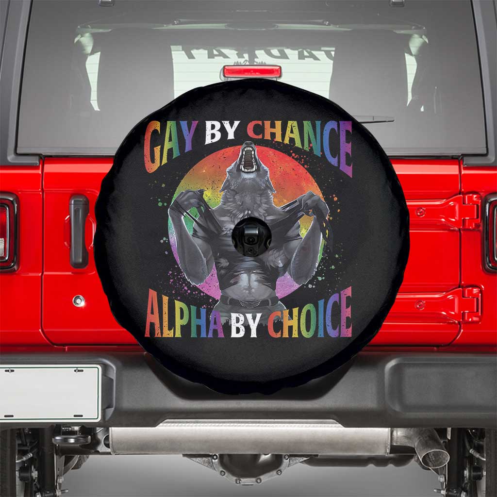 Funny Gay By Chance Alpha By Choice Spare Tire Cover Wolf Alpha LGBTQ TS11 Black Print Your Wear
