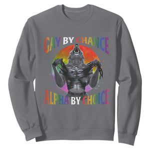 Funny Gay By Chance Alpha By Choice Sweatshirt Wolf Alpha LGBTQ TS11 Charcoal Print Your Wear