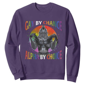 Funny Gay By Chance Alpha By Choice Sweatshirt Wolf Alpha LGBTQ TS11 Purple Print Your Wear