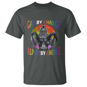 Funny Gay By Chance Alpha By Choice T Shirt Wolf Alpha LGBTQ TS11 Dark Heather Print Your Wear