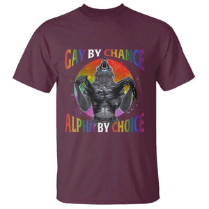 Funny Gay By Chance Alpha By Choice T Shirt Wolf Alpha LGBTQ TS11 Maroon Print Your Wear