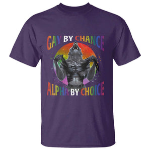 Funny Gay By Chance Alpha By Choice T Shirt Wolf Alpha LGBTQ TS11 Purple Print Your Wear
