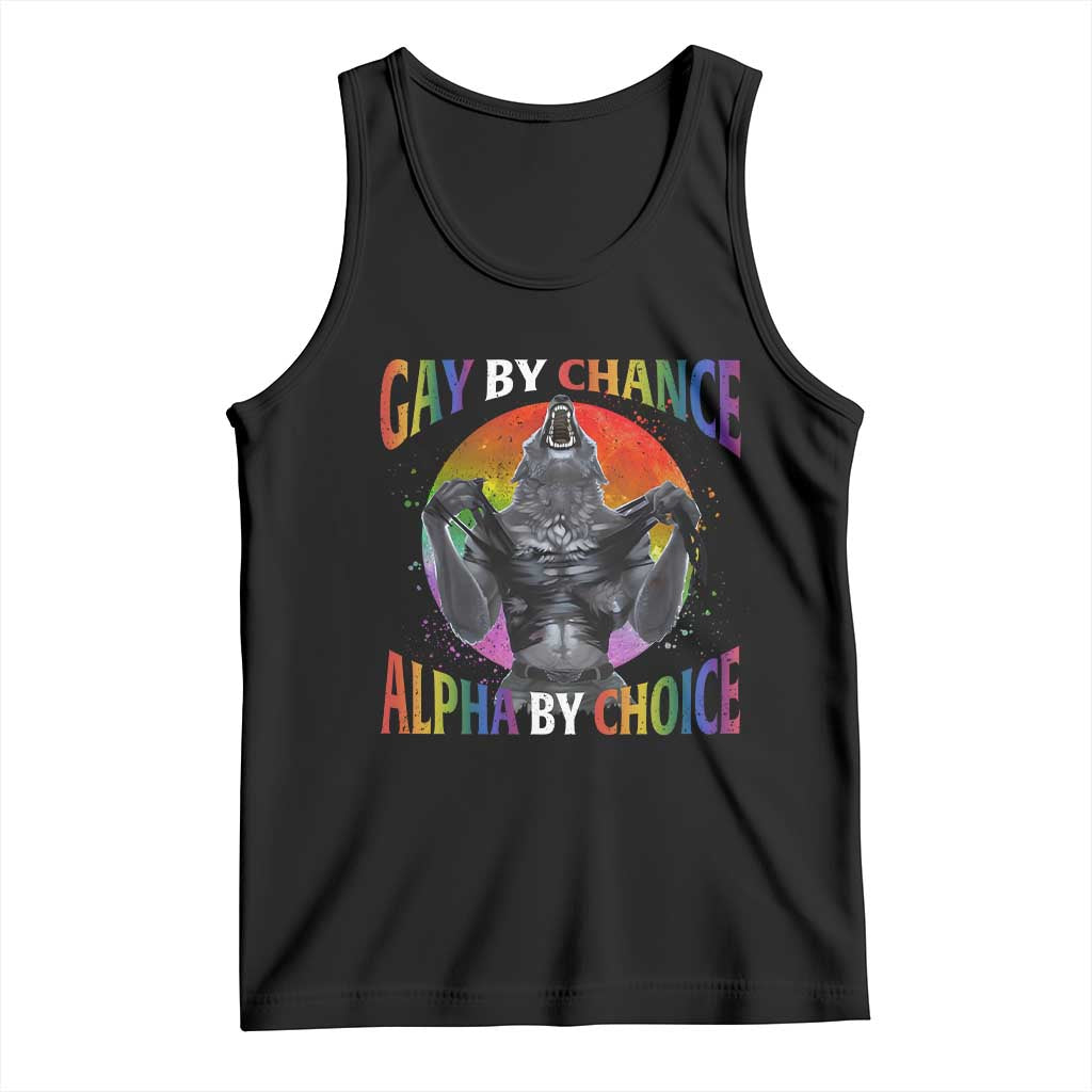 Funny Gay By Chance Alpha By Choice Tank Top Wolf Alpha LGBTQ TS11 Black Print Your Wear
