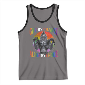 Funny Gay By Chance Alpha By Choice Tank Top Wolf Alpha LGBTQ TS11 Deep Heather Black Print Your Wear