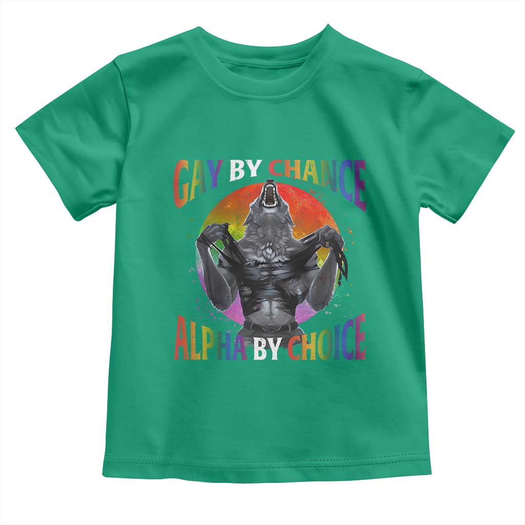 Funny Gay By Chance Alpha By Choice Toddler T Shirt Wolf Alpha LGBTQ TS11 Irish Green Print Your Wear