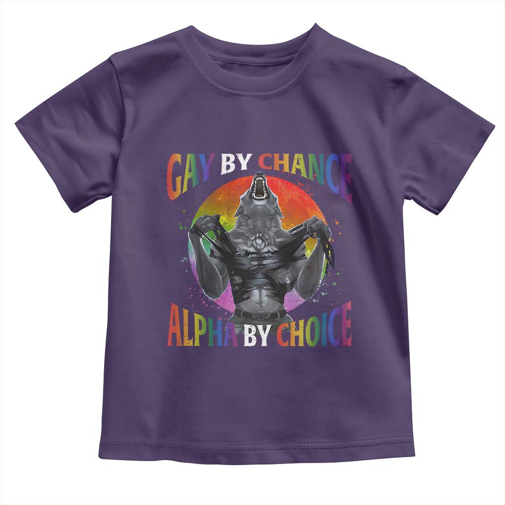 Funny Gay By Chance Alpha By Choice Toddler T Shirt Wolf Alpha LGBTQ TS11 Purple Print Your Wear