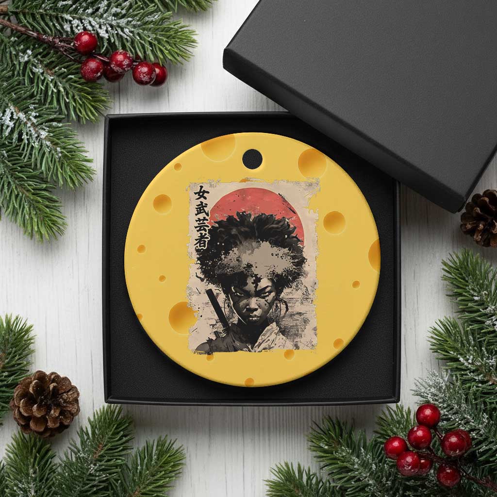 African American Female Samurai Warrior Ceramic Ornament Japanese Art Black Onna Bugeisha TS11 1pc Yellow Cheese Print Your Wear
