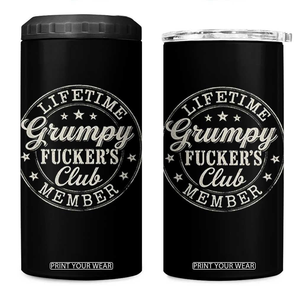 Grumpy Fucker's Club Lifetime Member 4 in 1 Can Cooler Tumbler TS11 One Size: 16 oz Black Print Your Wear