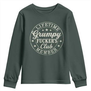 Grumpy Fucker's Club Lifetime Member Youth Sweatshirt TS11 Dark Forest Green Print Your Wear