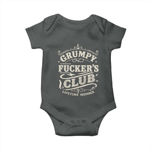 Grumpy Fucker's Club Lifetime Member Baby Onesie Funny Sarcastic TS11 Dark Heather Print Your Wear