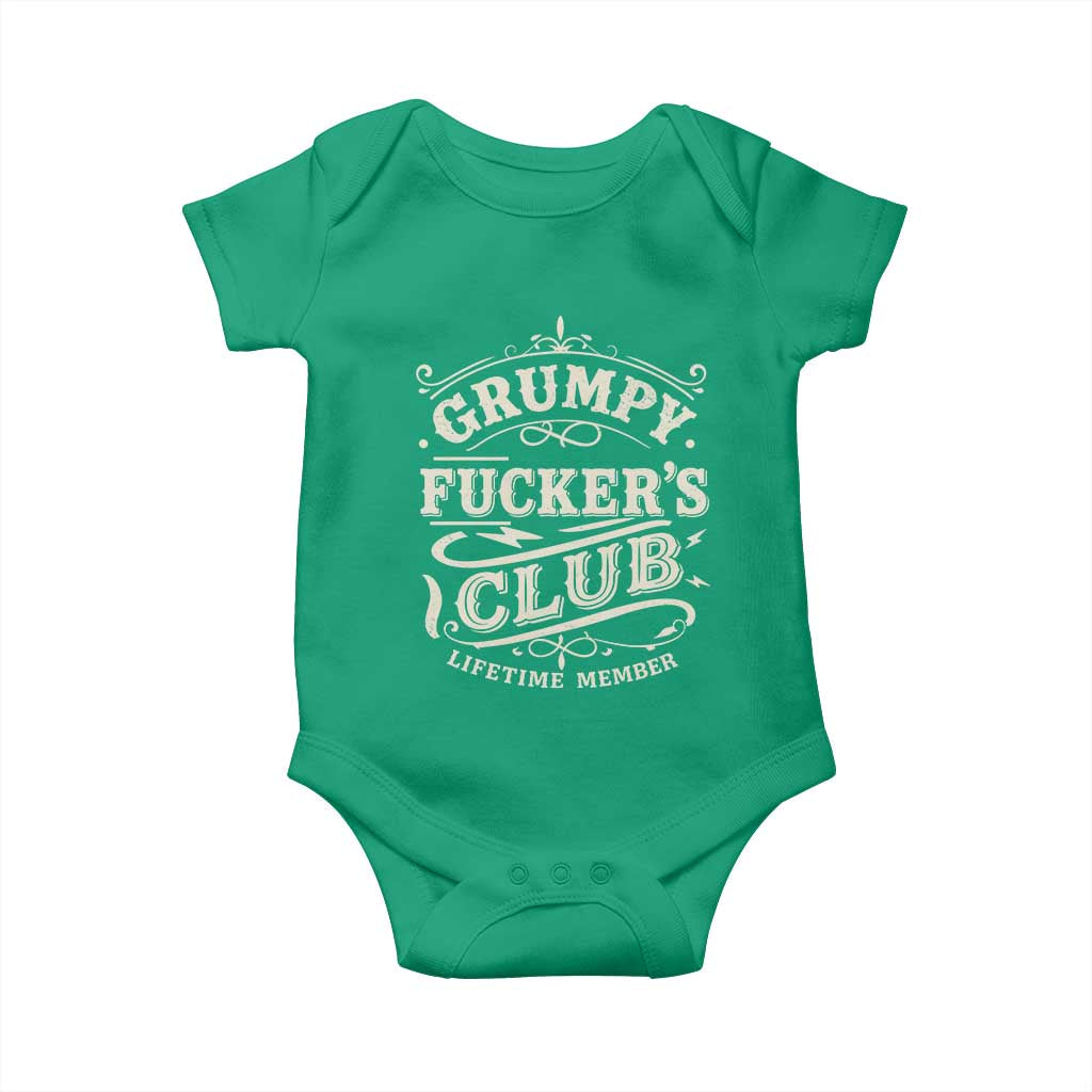 Grumpy Fucker's Club Lifetime Member Baby Onesie Funny Sarcastic TS11 Irish Green Print Your Wear
