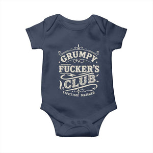 Grumpy Fucker's Club Lifetime Member Baby Onesie Funny Sarcastic TS11 Navy Print Your Wear