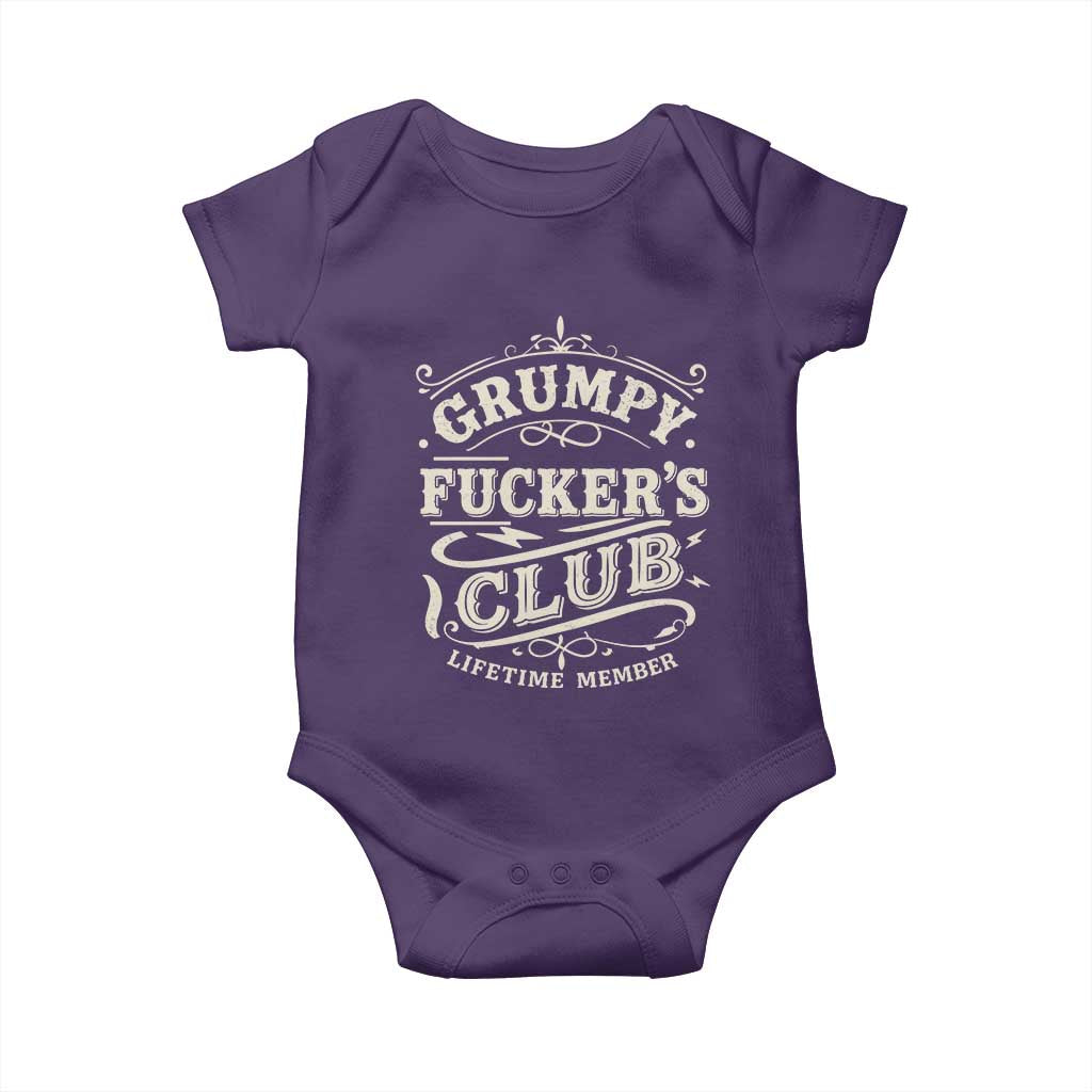 Grumpy Fucker's Club Lifetime Member Baby Onesie Funny Sarcastic TS11 Purple Print Your Wear